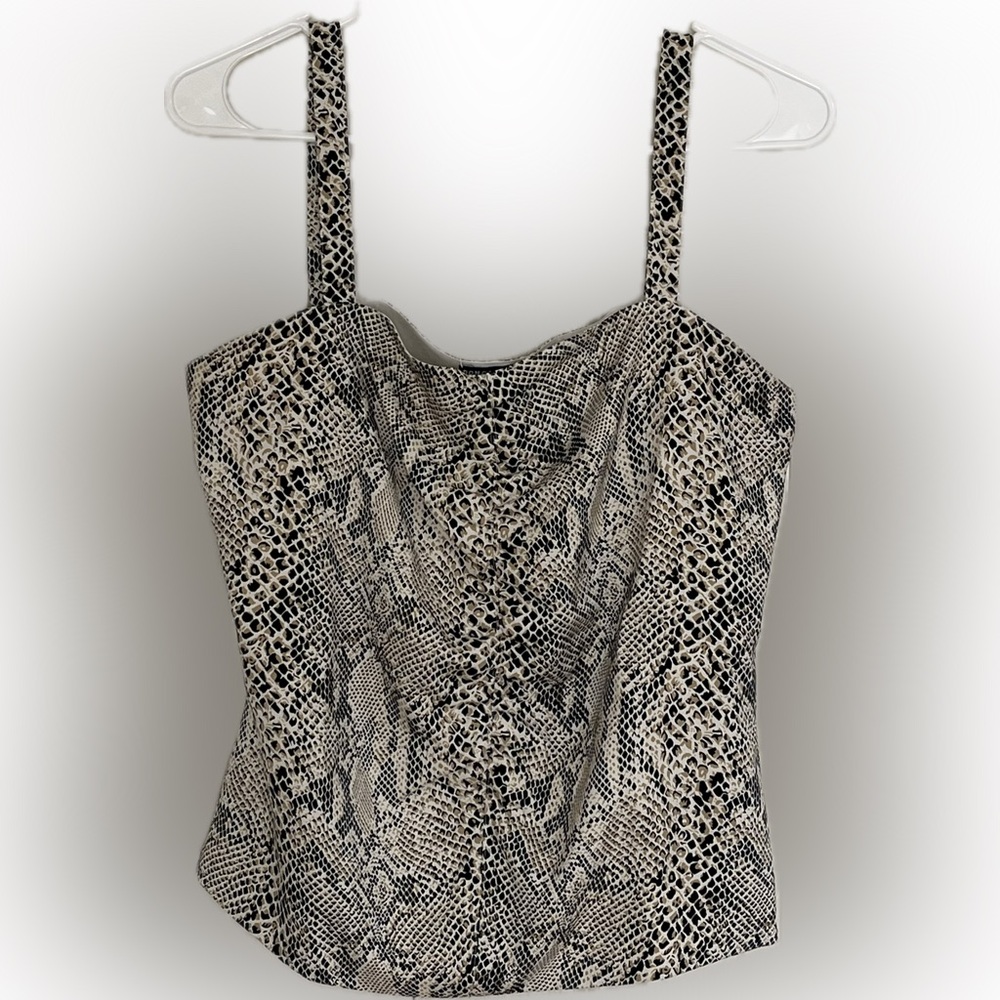 Doncaster Python Print Silk Cami Zip Side Beige And Black Size 8 - Picture 7 of 7